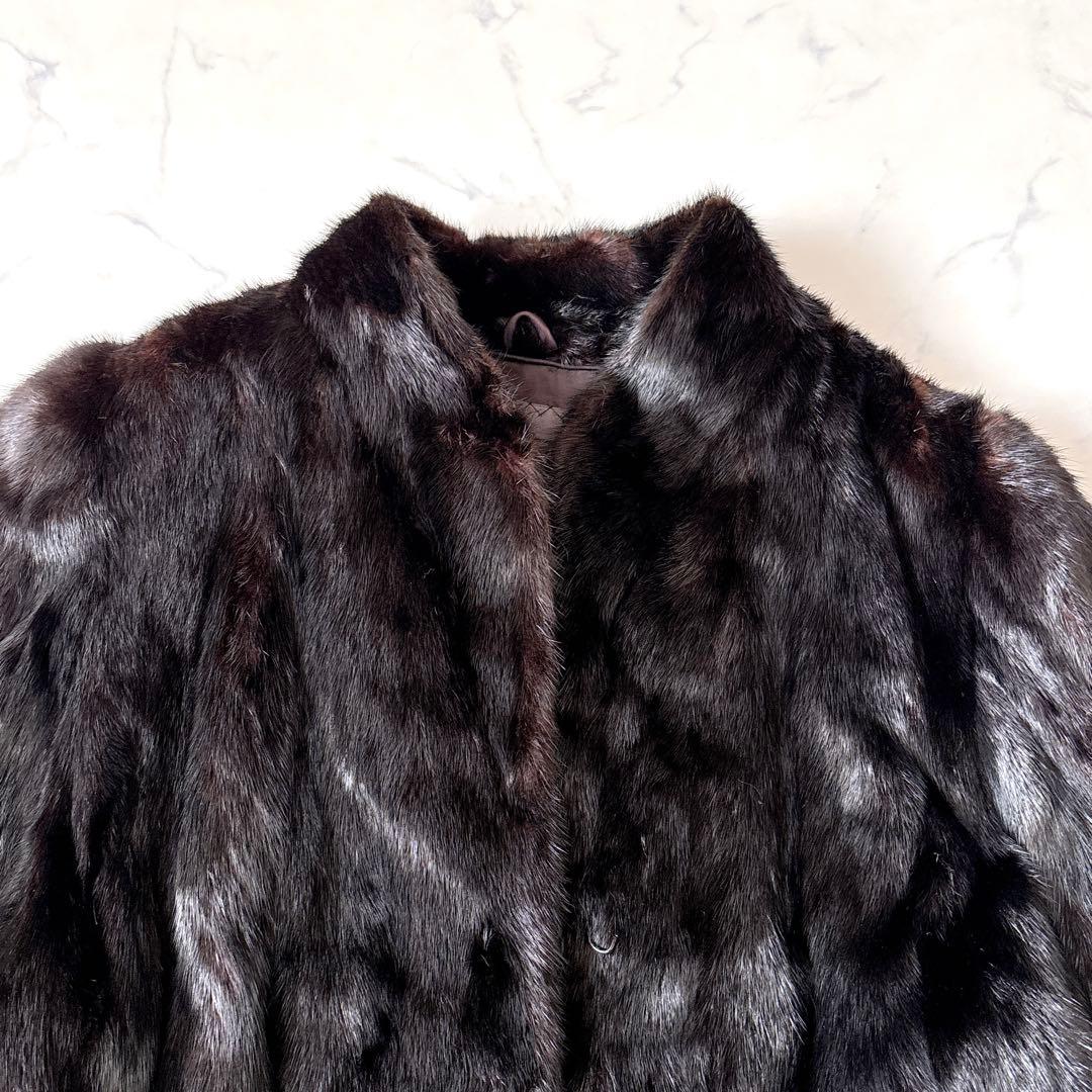 【MOONBAT】大きめサイズ　ロング丈リアルファーミンクコートFURFLASH