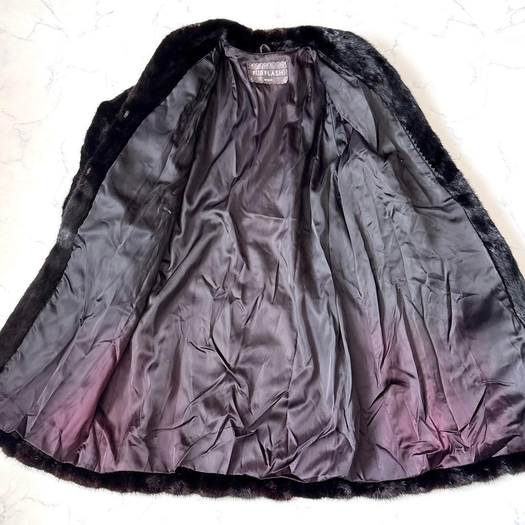 【MOONBAT】大きめサイズ　ロング丈リアルファーミンクコートFURFLASH