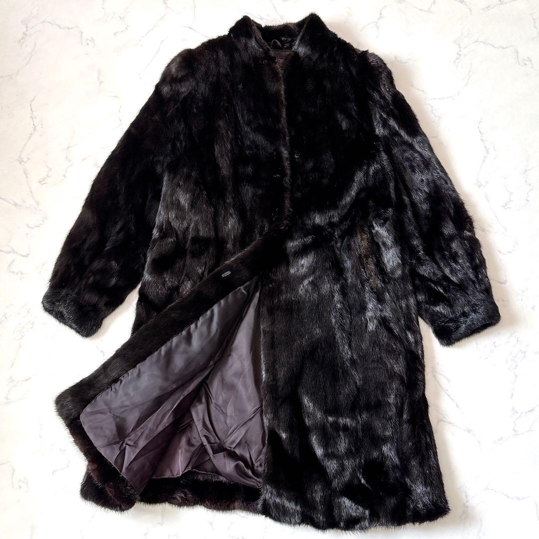 【MOONBAT】大きめサイズ　ロング丈リアルファーミンクコートFURFLASH