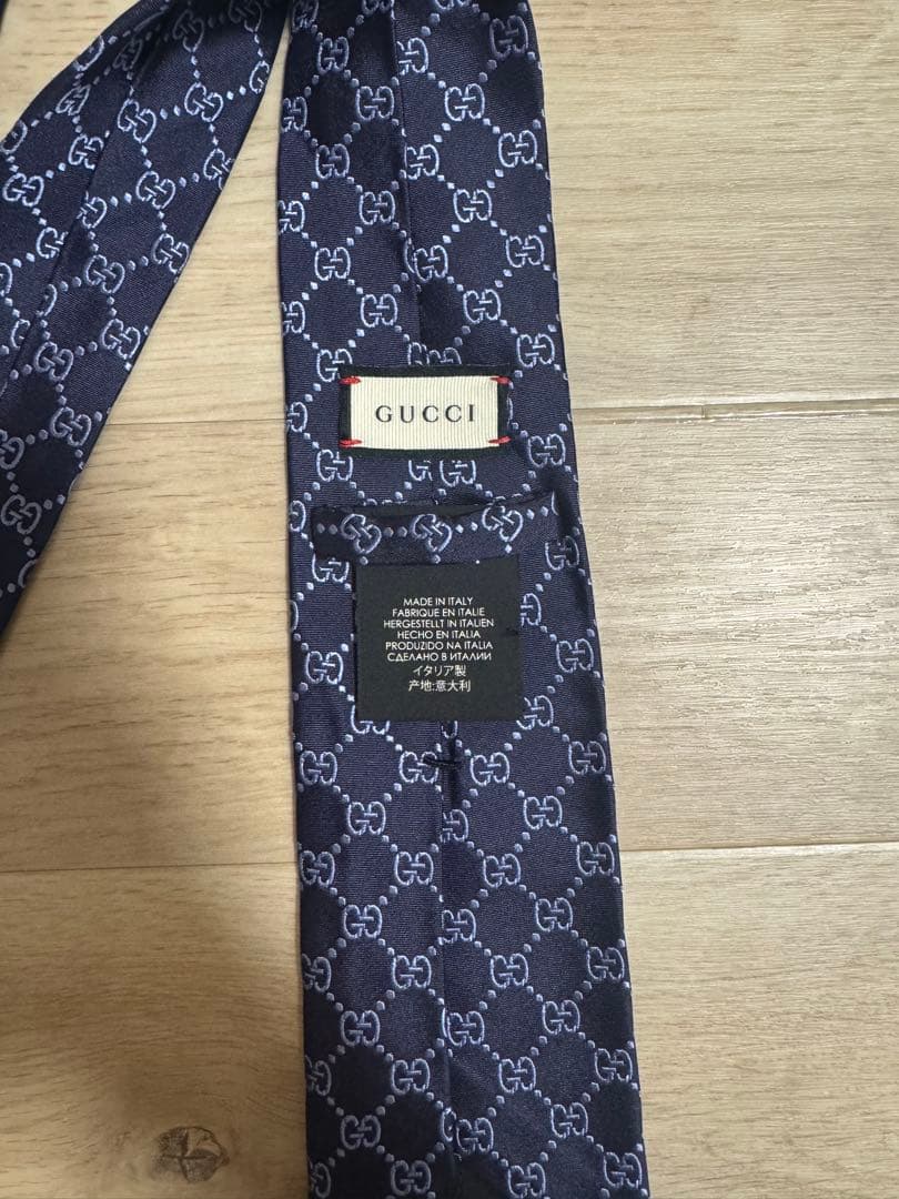 GUCCI ネイビー GGロゴ シルクネクタイ
