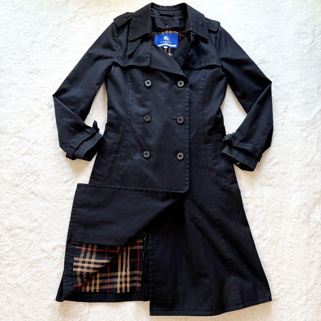 バーバリーブルーレーベル　トレンチコート　ノバチェック　ライナー　黒　L