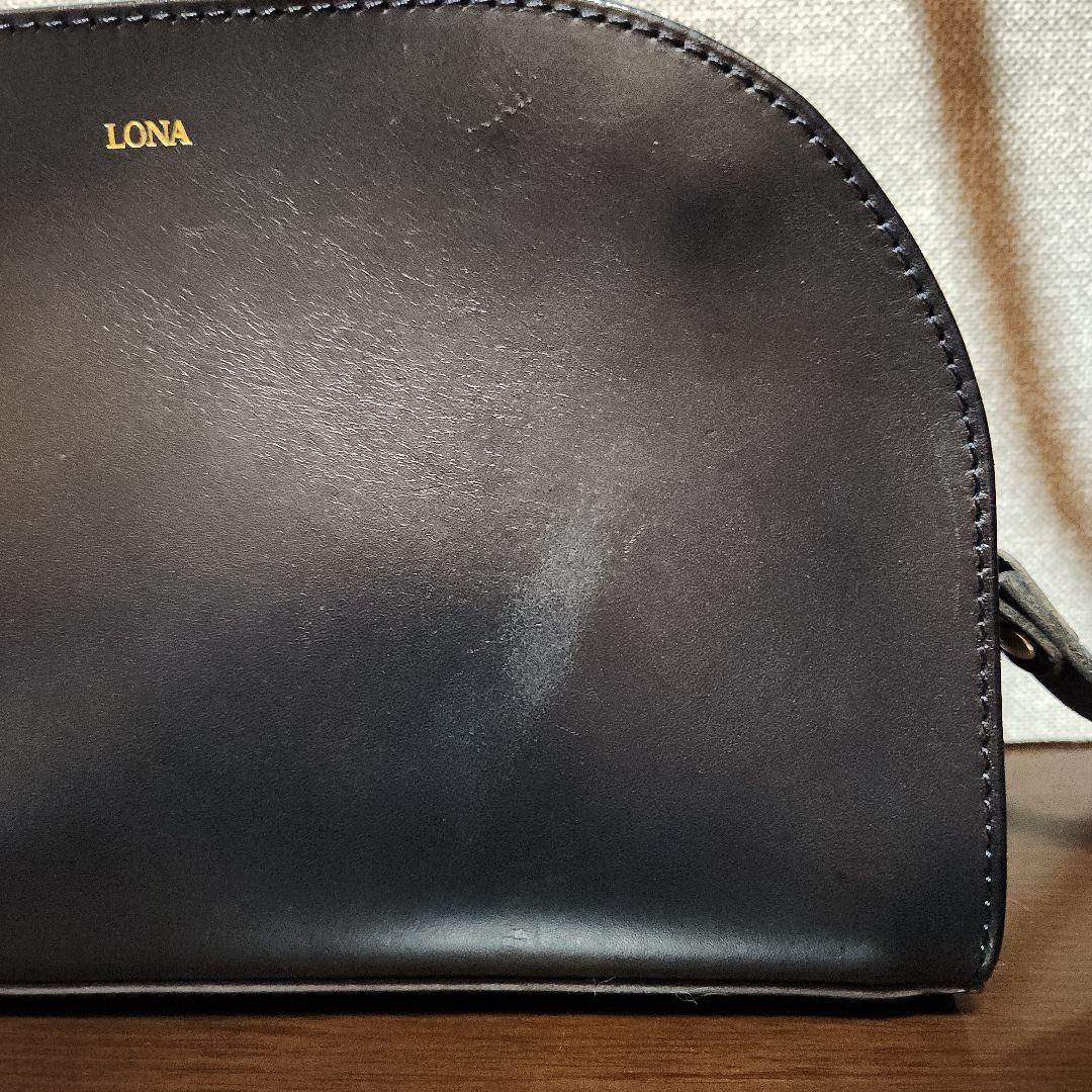 LONA ロナ ネイビー ハーフムーン ショルダーバッグ 本革 牛革