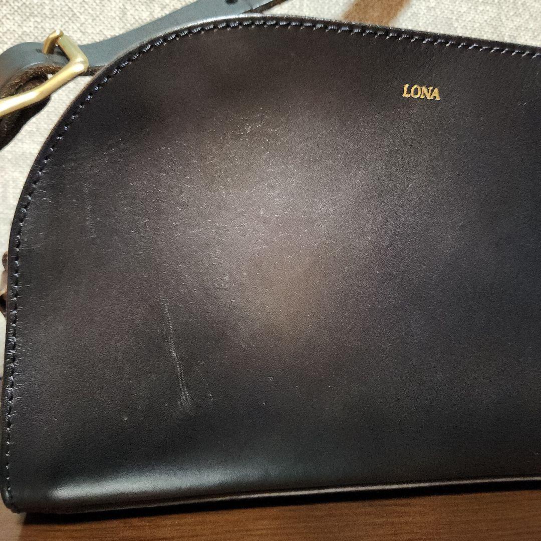 LONA ロナ ネイビー ハーフムーン ショルダーバッグ 本革 牛革