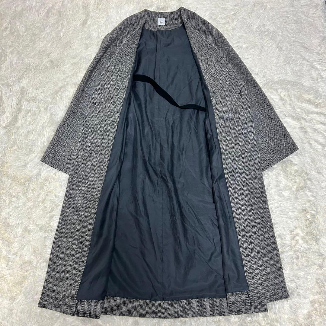 完売品　美品　6 beauty&youth ヘリンボーン　ノーカラーコート