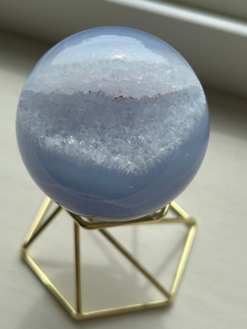 店舗移転10%off SALE ブルーレースアゲートスフィア笑口　天然石