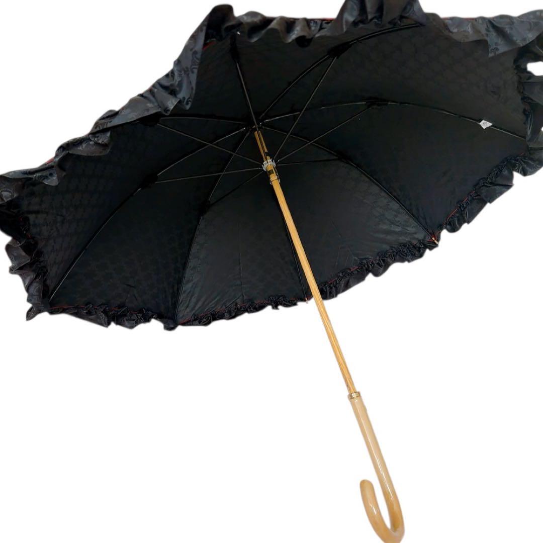 【一級遮光/未使用品】セリーヌ 晴雨兼用 傘 ブラック系 マカダム柄 刺繍 総柄