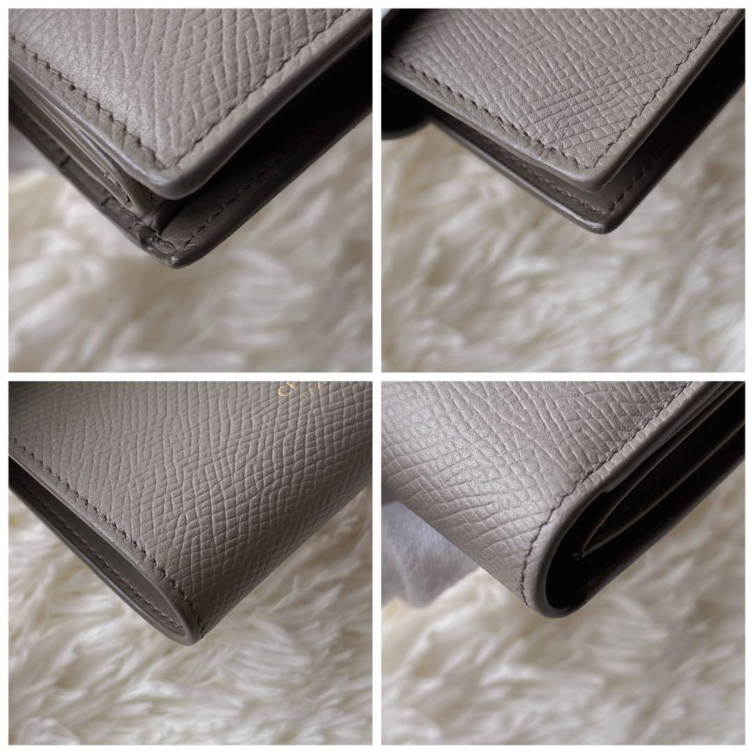 美品✨️CELINE 二つ折り財布 スモールストラップウォレット グレージュ 水色