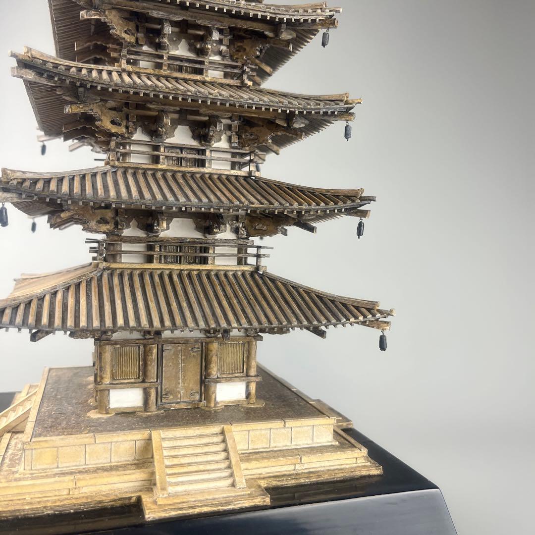 岡本瀧 木製 模型 法隆寺 五重塔 共箱 置物 和風 置物 美術