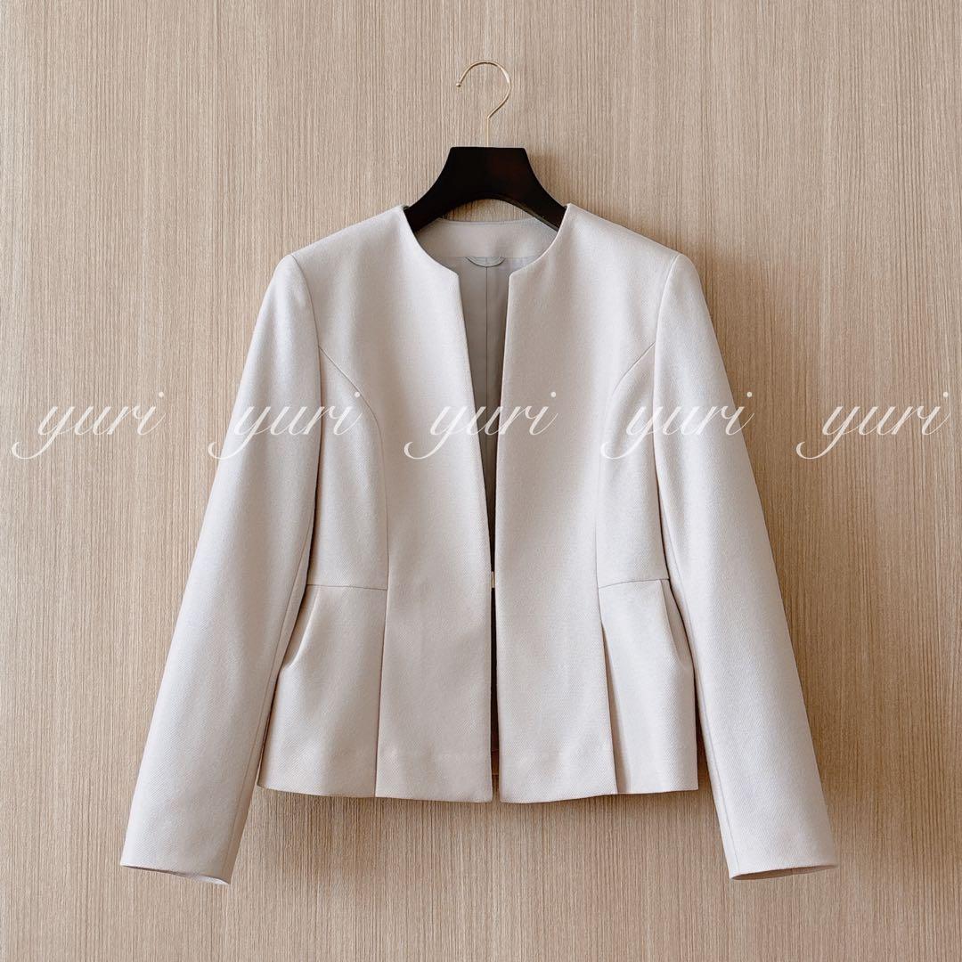 【1058】アナイ　ウールツイルジャージペプラムジャケット　フォーマル　38