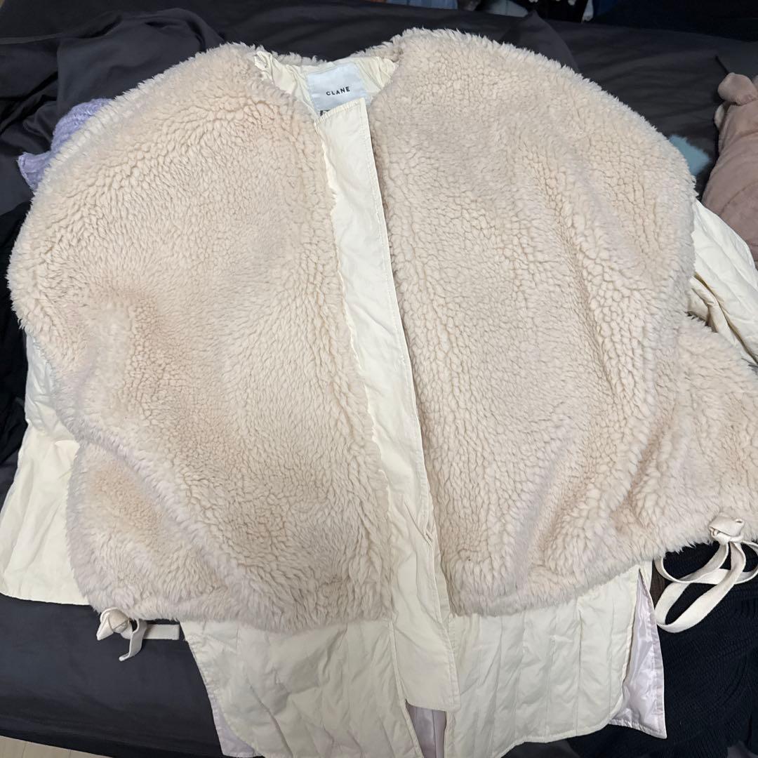 CLANE アイボリー ボア アウター