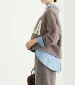 新品タグ付き　RIVE DROITE ワイドロゴカットオフスエット　モカ