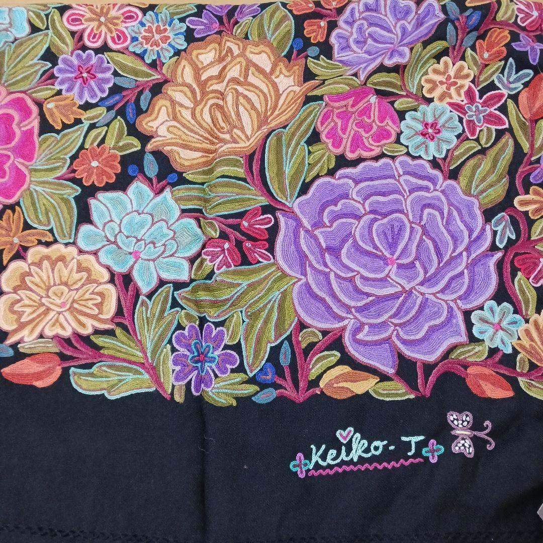 ターラ ブランカ TARA BLANCA ウール ストール 　総刺繍　花柄