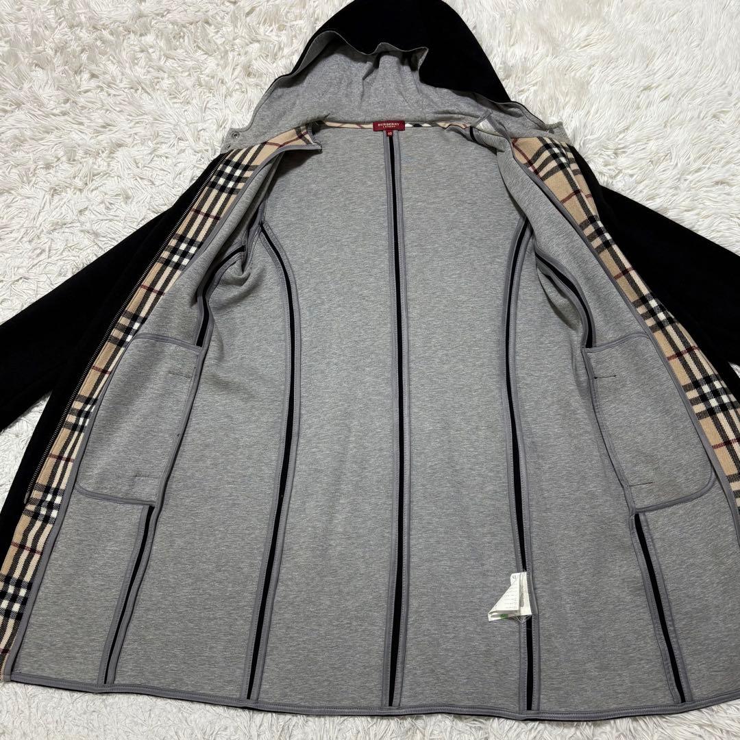 Burberry London ノバチェック 裏地 フード付 ロングコート 40