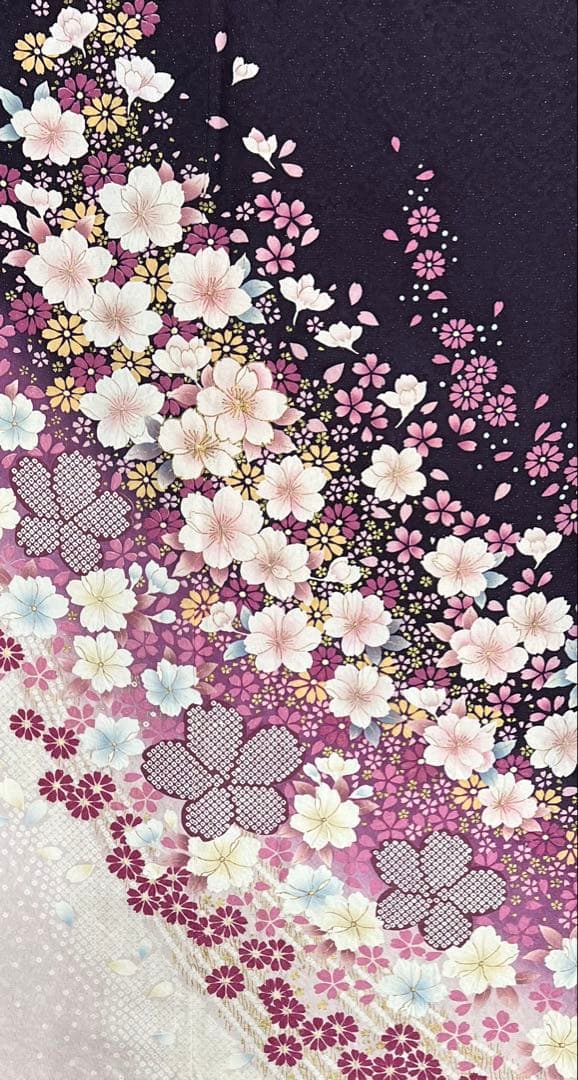 希少サイズ　振り袖　フルセット　長襦袢付　金彩加工　銀通し　長尺袋帯756