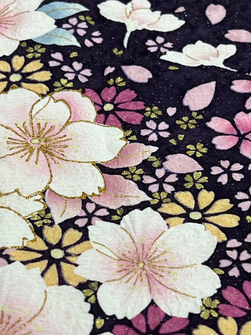 希少サイズ　振り袖　フルセット　長襦袢付　金彩加工　銀通し　長尺袋帯756