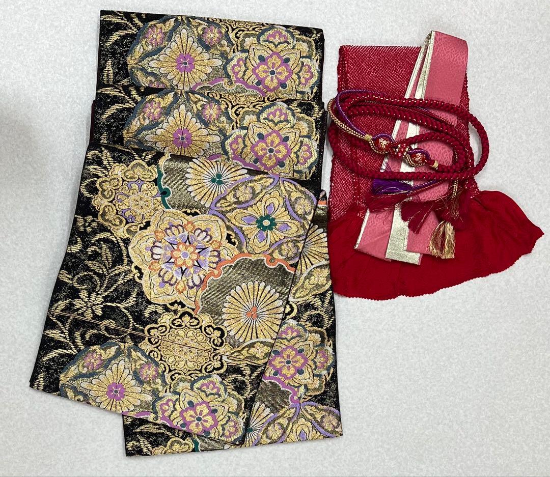 希少サイズ　振り袖　フルセット　長襦袢付　金彩加工　銀通し　長尺袋帯756