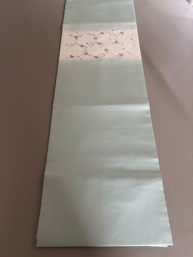 正絹 塩瀬地 暈し染め 刺繍 桜 六角文様 九寸名古屋帯