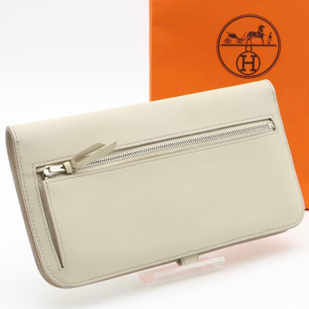 鑑定書付き【極美品】HERMES ドゴンロング　長財布　クリーム系　スイフト