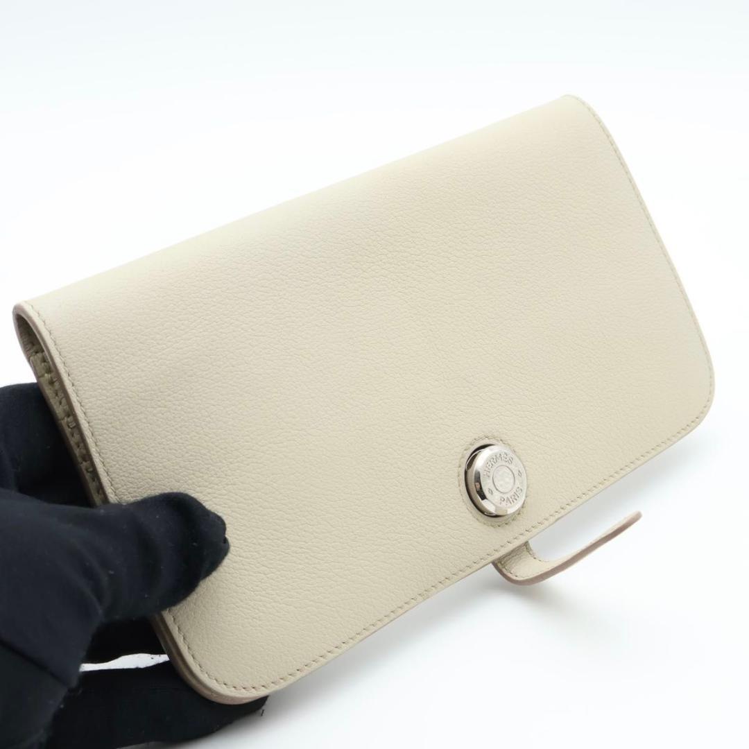 鑑定書付き【極美品】HERMES ドゴンロング　長財布　クリーム系　スイフト