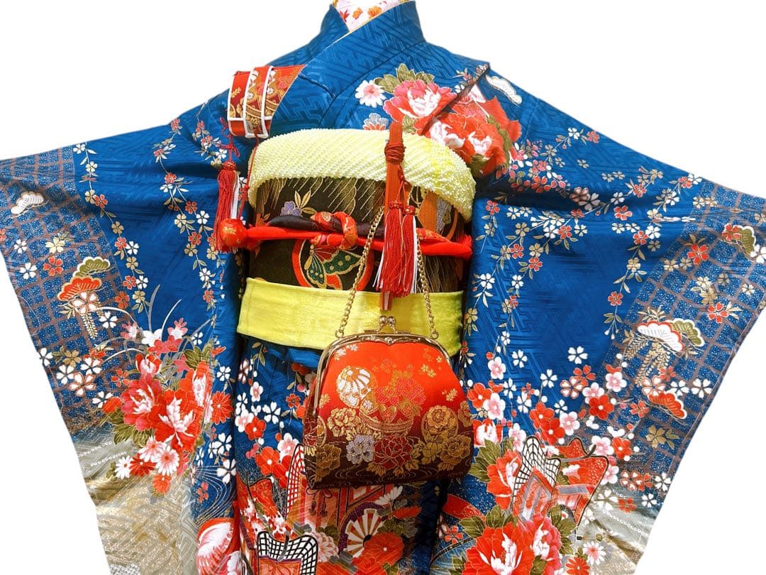 本格正絹♡七五三　7歳　女の子　フルセット　一式　藍色　黒