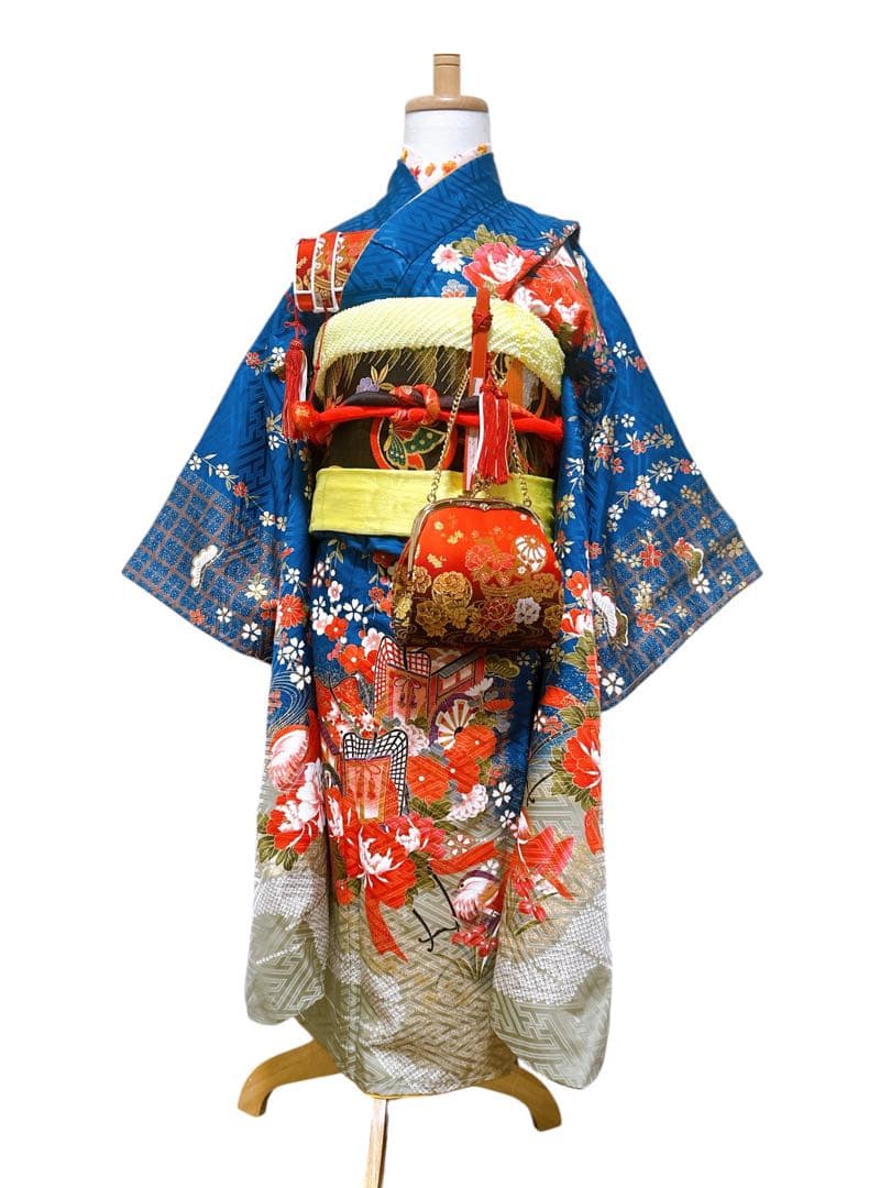 本格正絹♡七五三　7歳　女の子　フルセット　一式　藍色　黒