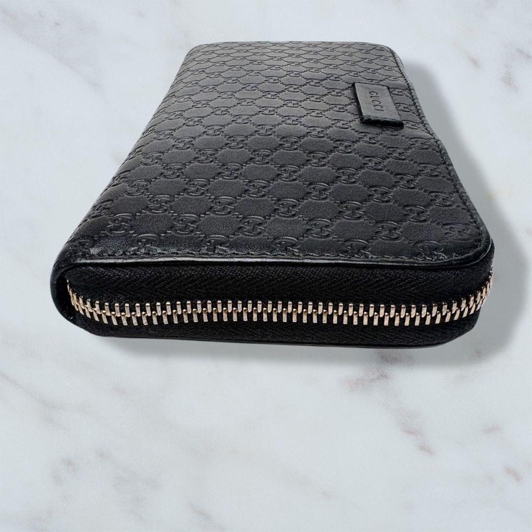 01 極美品 GUCCI 長財布 ラウンドファスナー マイクロシマ 黒 n3