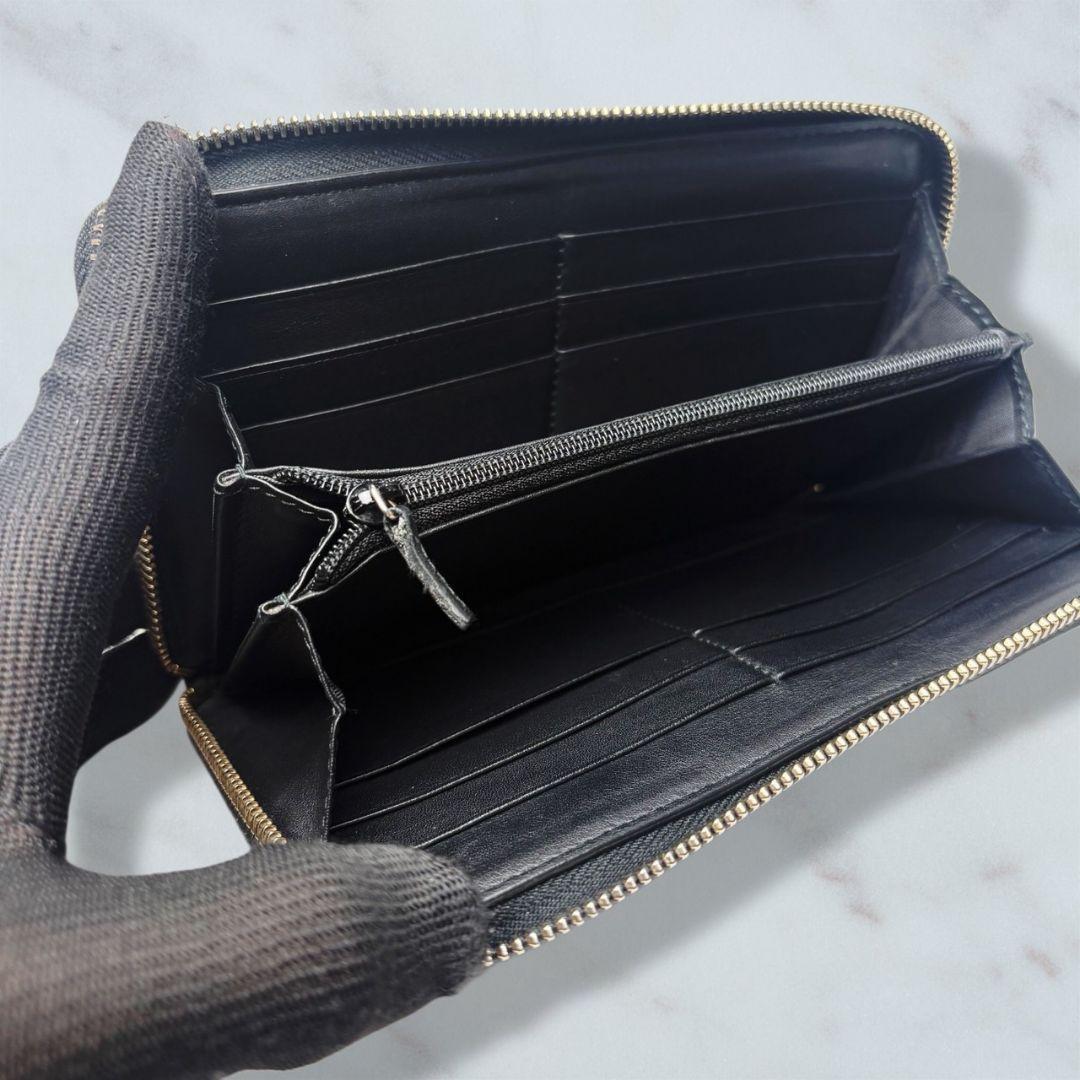 01 極美品 GUCCI 長財布 ラウンドファスナー マイクロシマ 黒 n3