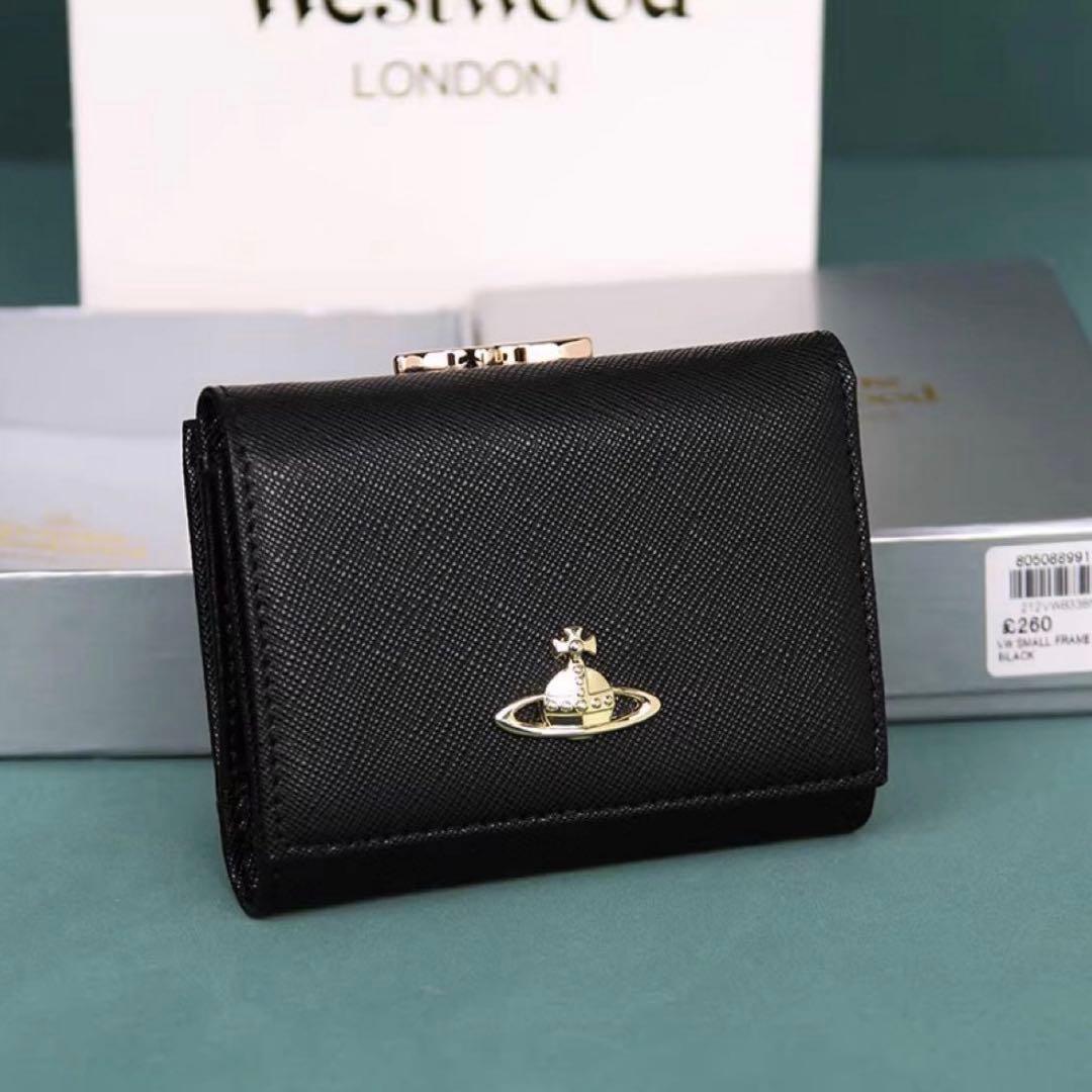 【極美品】 ヴィヴィアン・ウエストウッド 三つ折財布 がま口 ブラック