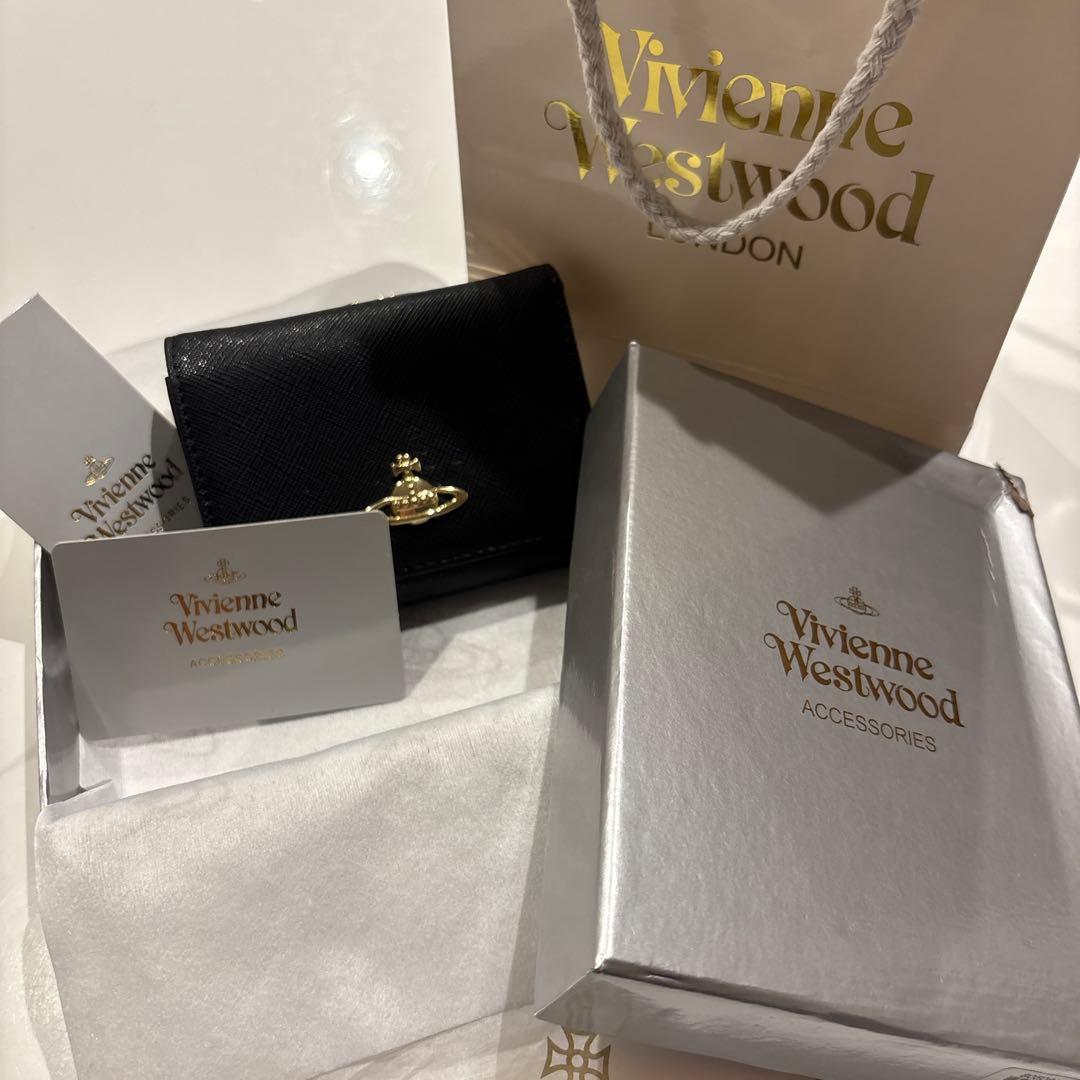 【極美品】 ヴィヴィアン・ウエストウッド 三つ折財布 がま口 ブラック