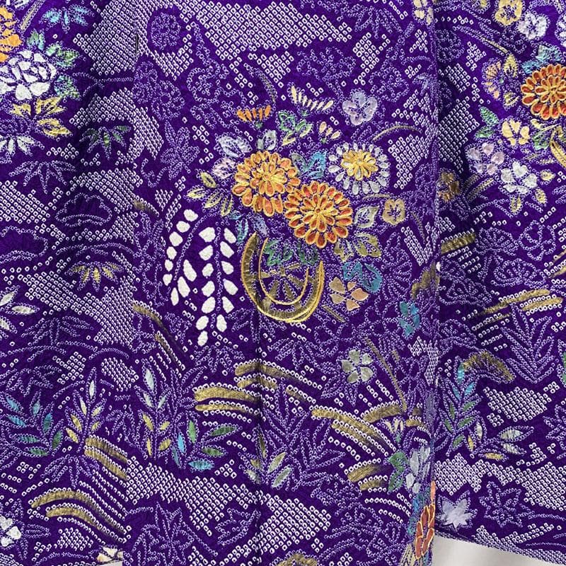 407aj104☆振袖 着物＆袋帯 総絞り 十三参り 成人式☆美品