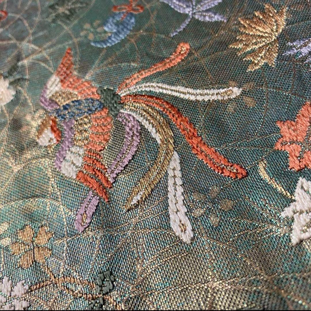 ZY-695 袋帯 鳳凰 宝尽くし 丁子 鼓 琴 楽器文様 六通 名品 珍品