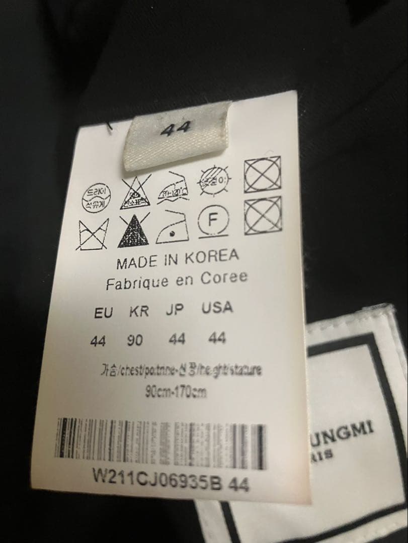 WOOYOUNGMI ブラック ダブルブレスト テーラードジャケット