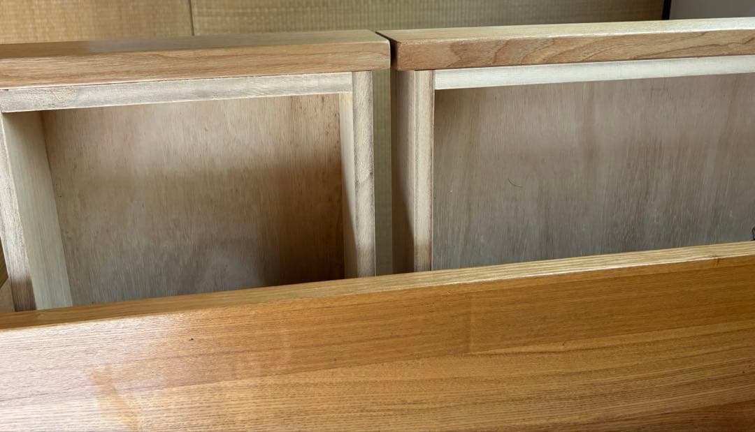 すんすん 引き取り限定 無印良品 無垢材ウッドデスク 2引き出し付き