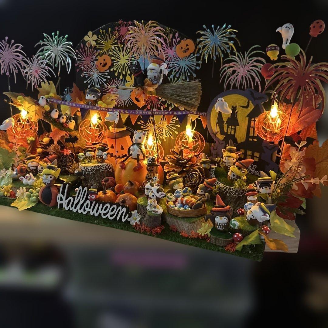 どんぐりアート♡お月見＆Halloweenねこ帽子BIGオブジェ♡