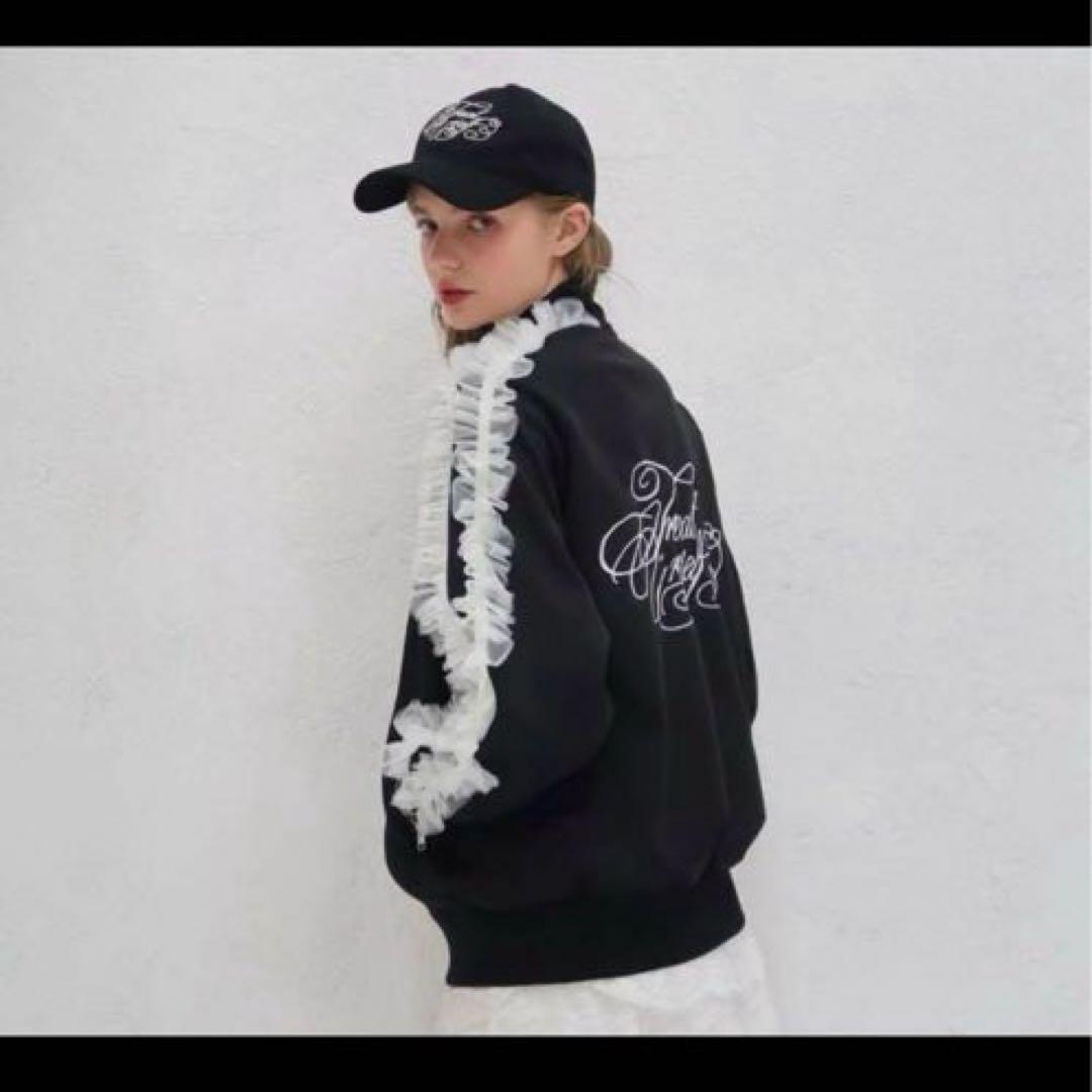 トップス Treat Girl's tulle frill jersey (Black)