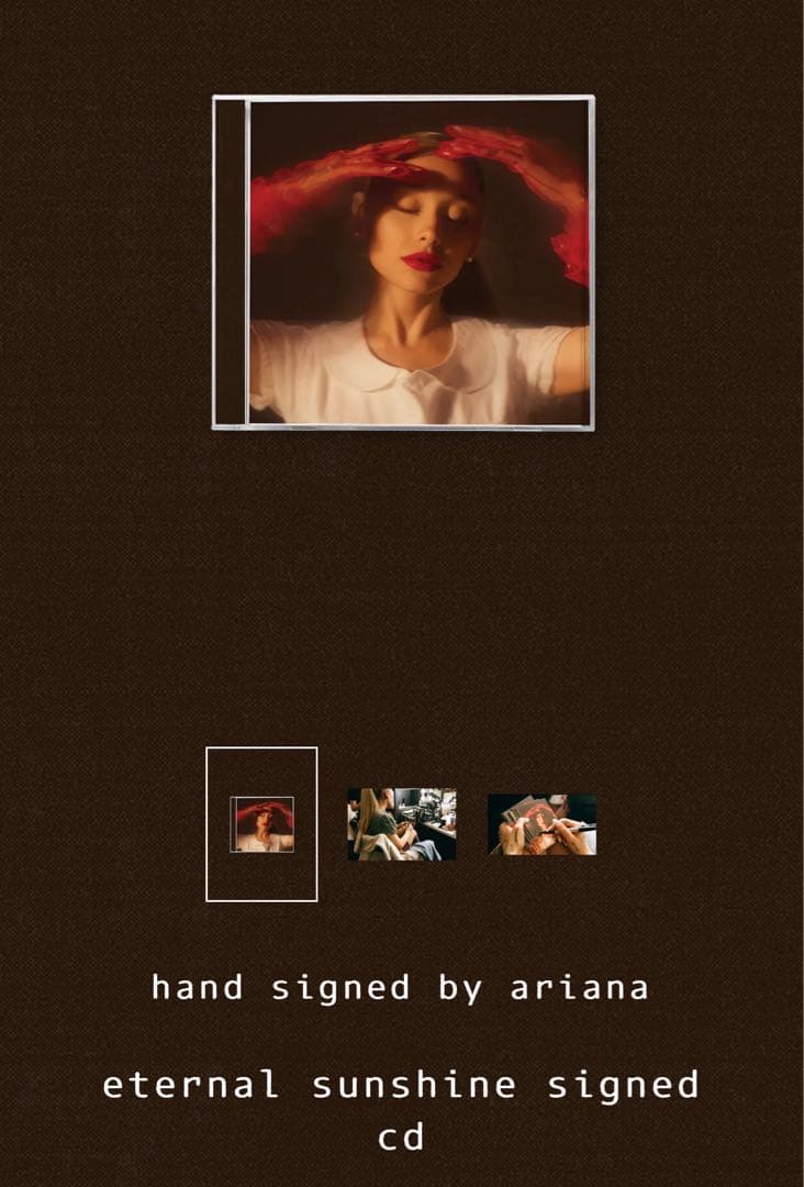 直筆サイン入り アリアナグランデ 「エターナル サンシャイン」 CDアルバム