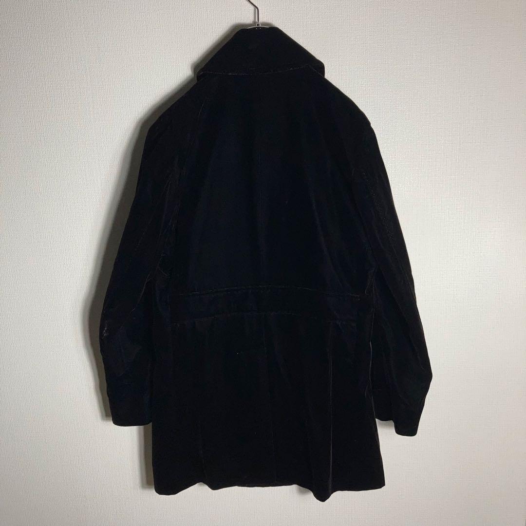 BURBERRY ベロアコート キュプラ チェック柄 黒 L