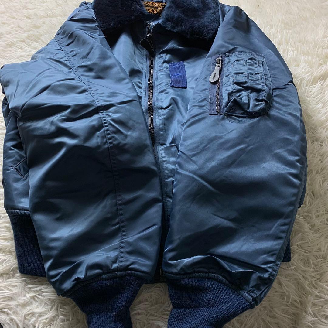 美品■ヴィンテージ フライトジャケット B-15C 襟ボア　ブルー 42