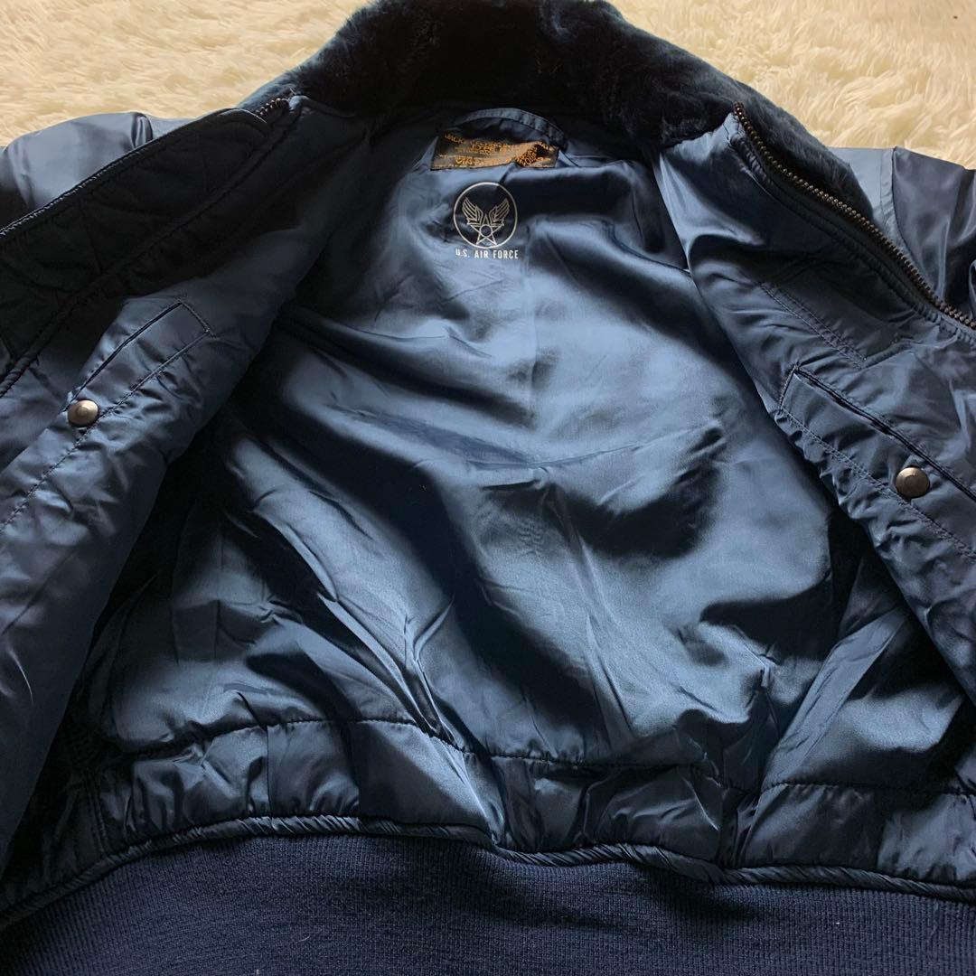 美品■ヴィンテージ フライトジャケット B-15C 襟ボア　ブルー 42