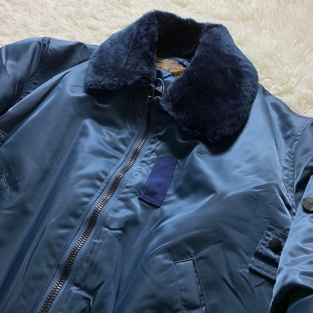 美品■ヴィンテージ フライトジャケット B-15C 襟ボア　ブルー 42