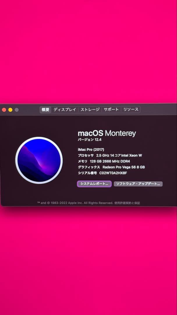 iMac Pro （2017）　14コアメモリ128GB HDD1T 27インチ