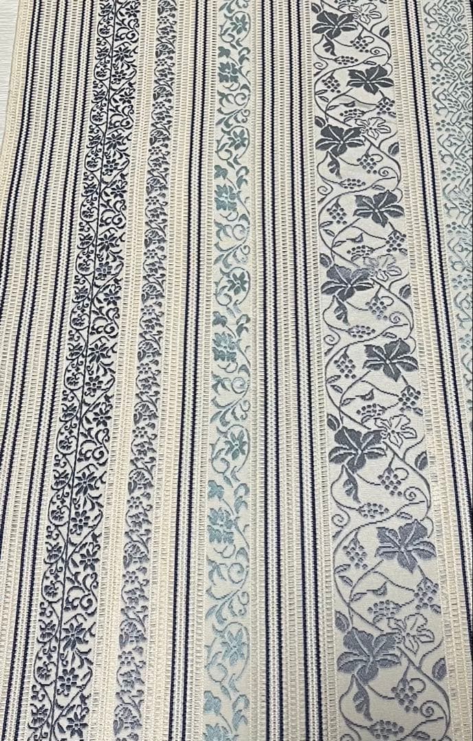 【夏帯】博多織 紗献上 8寸名古屋帯 日本和装購入 涼感ブルー系 手先部分かがり