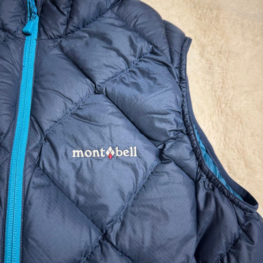 極美品モンベル800FP ライトアルパインダウン ベスト Women'sXL青
