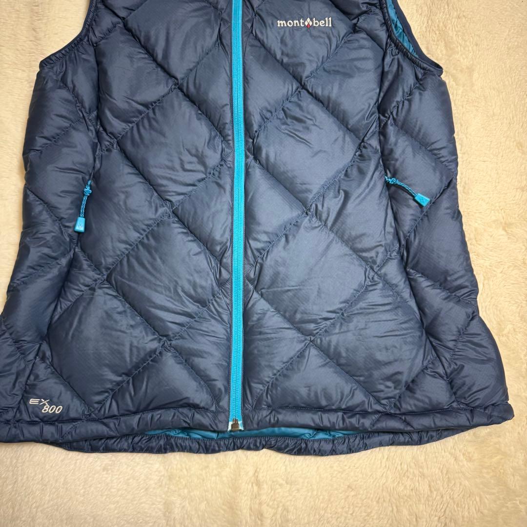 極美品モンベル800FP ライトアルパインダウン ベスト Women'sXL青