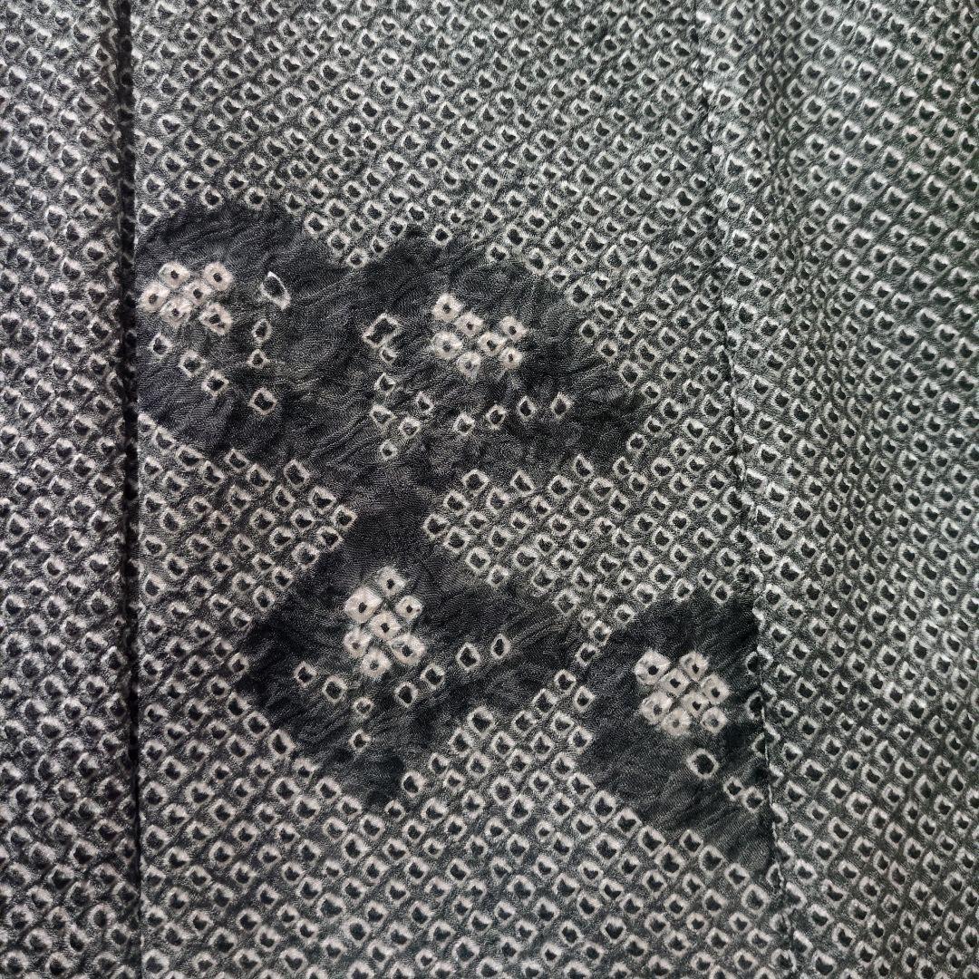 七五三３歳正絹総絞り手縫いの被布（モス・グリーン）中綿無し