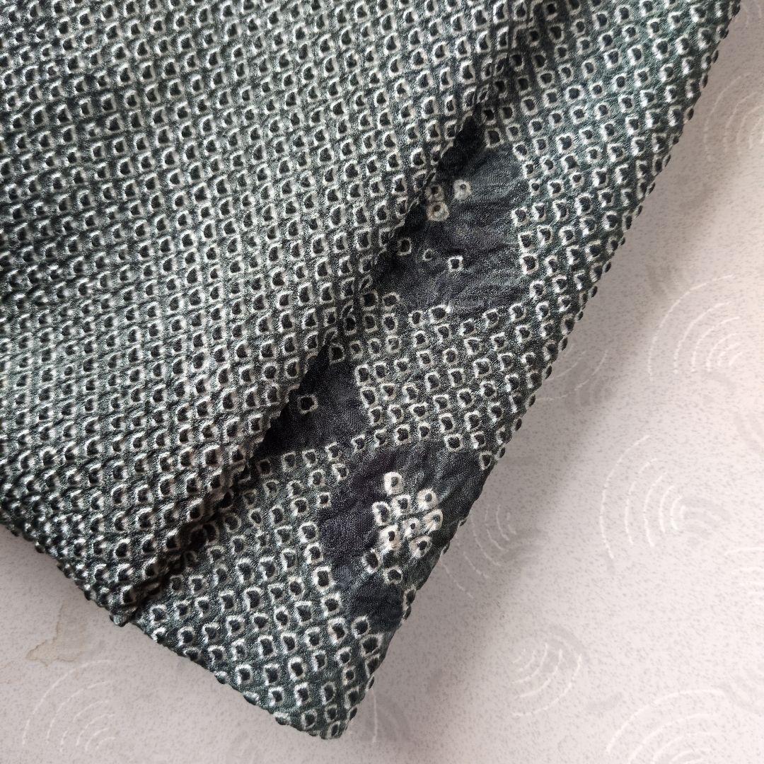 七五三３歳正絹総絞り手縫いの被布（モス・グリーン）中綿無し