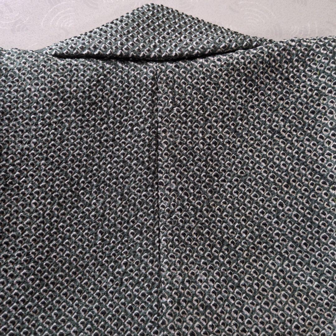 七五三３歳正絹総絞り手縫いの被布（モス・グリーン）中綿無し