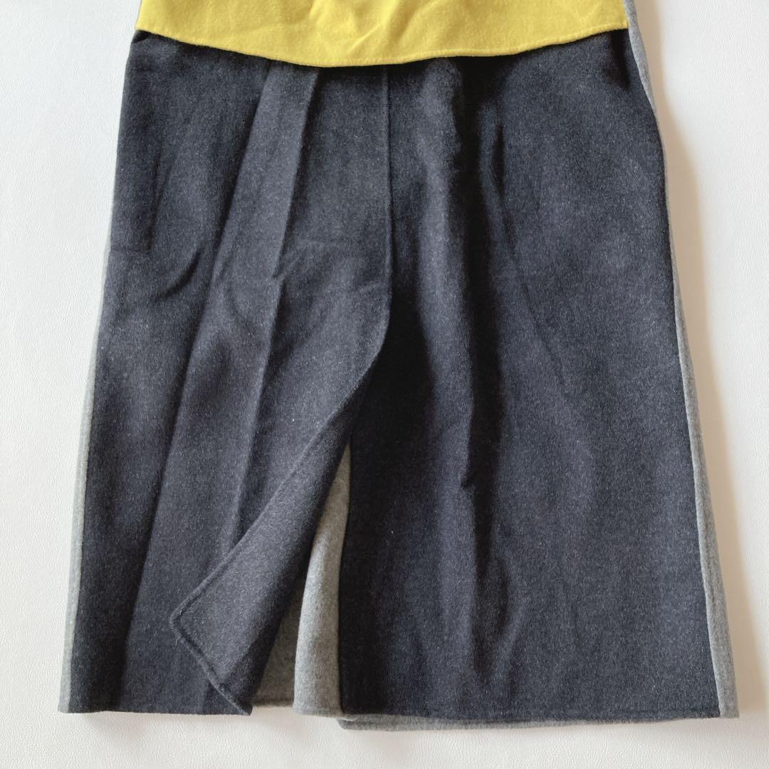 ルシェルブルー　ダブルフェイスミックスカラーコート　ウール　バイカラー　36