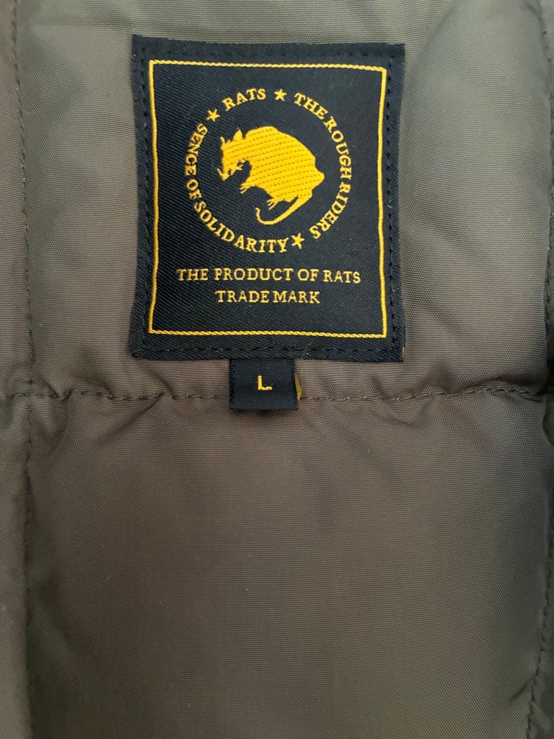 RATS キルティングダウンベスト Lサイズ オリーブグリーン