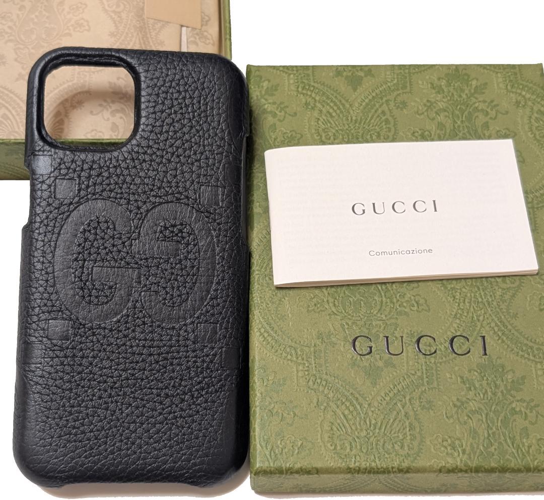 新品　GUCCI　iPhone15ケース　スマホケース　GGロゴ　ブラック